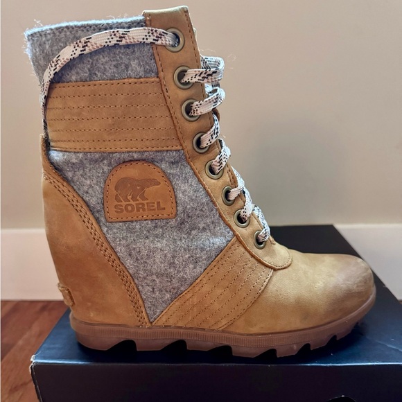 Sorel PDX Lace up Wedge Lexie Wedge Elk Tan Brown Grey 7.5 - Picture 7 of 12